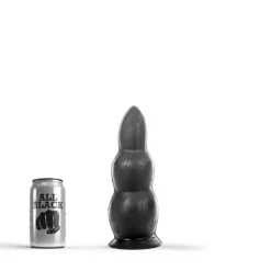 All Black - Zwarte Dildo Met Ribbels - 23 Cm