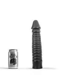 All Black - Zwarte Grote Dildo Met Geribbelde Schacht 26 X 5 Cm