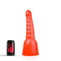 All Black All Red - Geribbelde Anaal Dildo 34 X 11 Cm - Rood
