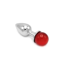 Kiotos Steel Aluminium Buttplug Met Glinsterende Ronde Siersteen - Rood -Cock & Ball Toys winkel Aluminium Buttplug met Glinsterende Ronde Siersteen rood 3