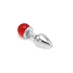Kiotos Steel Aluminium Buttplug Met Glinsterende Ronde Siersteen - Rood -Cock & Ball Toys winkel Aluminium Buttplug met Glinsterende Ronde Siersteen rood 7