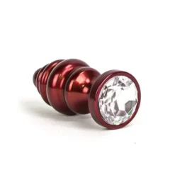 Kiotos Aluminum Geribbelde Buttplug Met Kristal - Rood