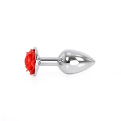 O-products Booty Sparks - Aluminium Buttplug 'Red Rose' Met Bloem Decoratie -Cock & Ball Toys winkel Booty Sparks Aluminium Buttplug Red Rose met bloem decoratie 5