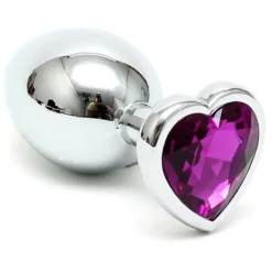 Rimba Bondage Play Butt Plug Small Met Kristal In Hartvorm - Paars