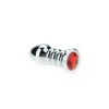 Kiotos Buttplug Aluminium Geribbeld Met Kristal - Rood