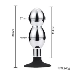Kiotos Buttplug Aluminium Met 2 Ballen En Zuignap -Cock & Ball Toys winkel Buttplug aluminium met 2 ballen en zuignap 5