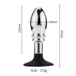 Kiotos Buttplug Aluminium Met Bal En Ribbels En Zuignap -Cock & Ball Toys winkel Buttplug aluminium met bal en ribbels en zuignap 6