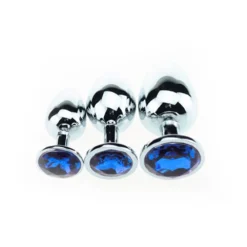 O-products Buttplug Aluminium Met Blauw Sierkristal -Cock & Ball Toys winkel Buttplug aluminium met blauw sierkristal 3