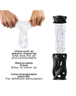 Dorcel - Masturbator Met Sleeve Deep Blow - Zwart -Cock & Ball Toys winkel Dorcel Masturbator met Sleeve DEEP BLOW zwart 6
