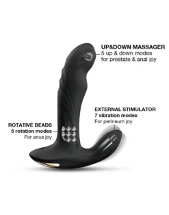 Dorcel - Roterende Prostaat Massager Met Afstandsbediening Multi P-Joy - Zwart -Cock & Ball Toys winkel Dorcel Roterende Prostaat Massager met afstandsbediening MULTI P JOY zwart 3