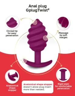 G-Vibe - G-plug Twist Buttplug - Paars 15 G-Vibe - G-plug Twist Buttplug - Paars -Cock & Ball Toys winkel G Vibe G plug Twist Buttplug paars 8