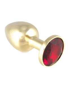Rimba Bondage Play Gouden Buttplug Klein Met Rood Kristal