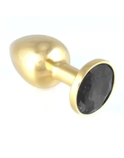 Rimba Bondage Play Gouden Buttplug Klein Met Zwart Kristal