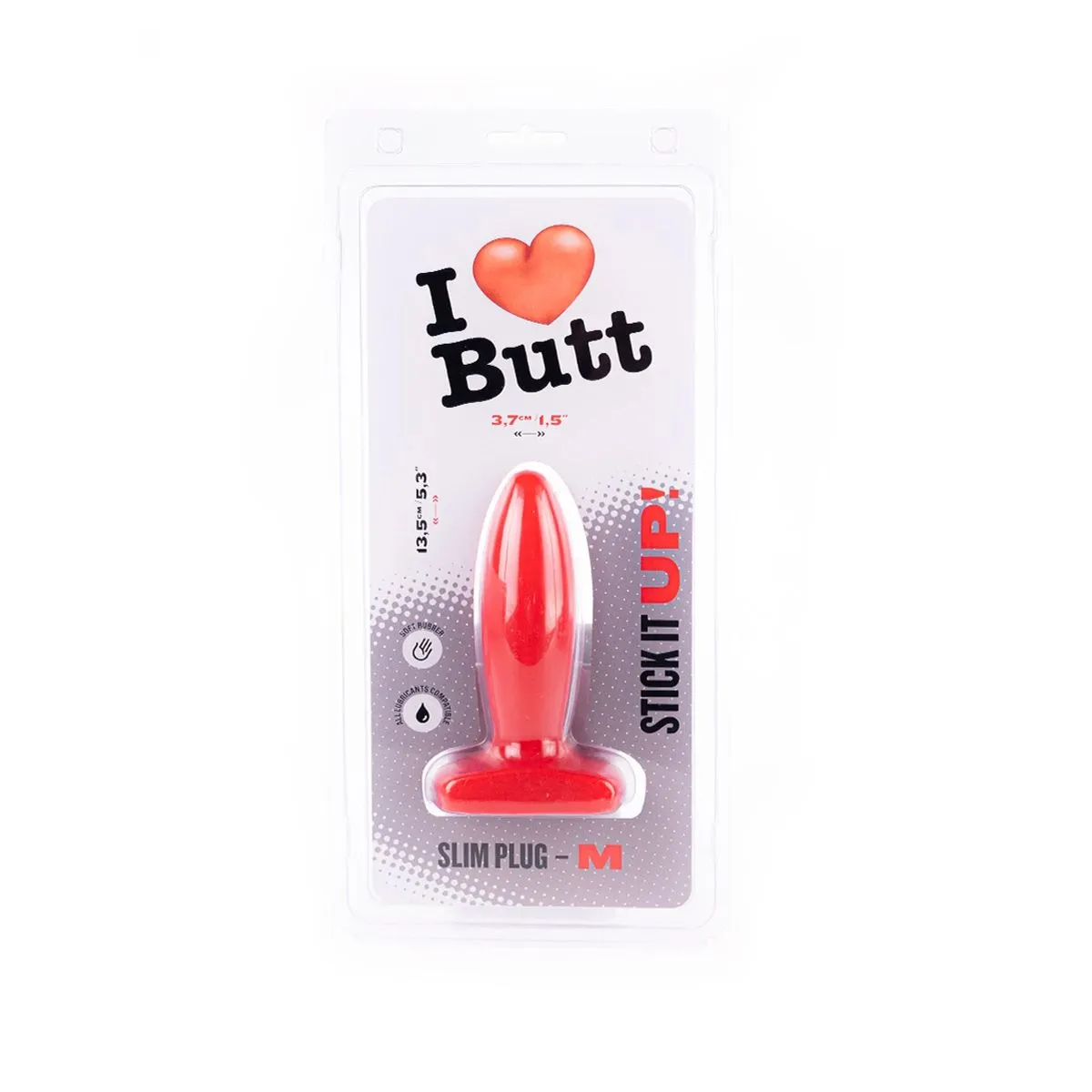 I Love Butt I ♥ Butt - Slanke Buttplug - M - Rood 5 I Love Butt I ♥ Butt - Slanke Buttplug - M - Rood - Afbeelding 5