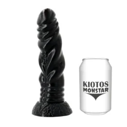 Kiotos Monstar - Ribbed Dildo HYRA 21 X 4.8 Cm - Zwart