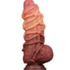 LoveToy - XXL Extreme Dildo Met Touw Motief - Lengte 24 Cm - Bruin/Nude