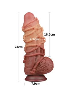 LoveToy - XXL Extreme Dildo Met Touw Motief - Lengte 24 Cm - Bruin/Nude 18 LoveToy - XXL Extreme Dildo Met Touw Motief - Lengte 24 Cm - Bruin/Nude -Cock & Ball Toys winkel LoveToy XXL Extreme Dildo met Touw Motief Lengte 24 cm BruinNude 3