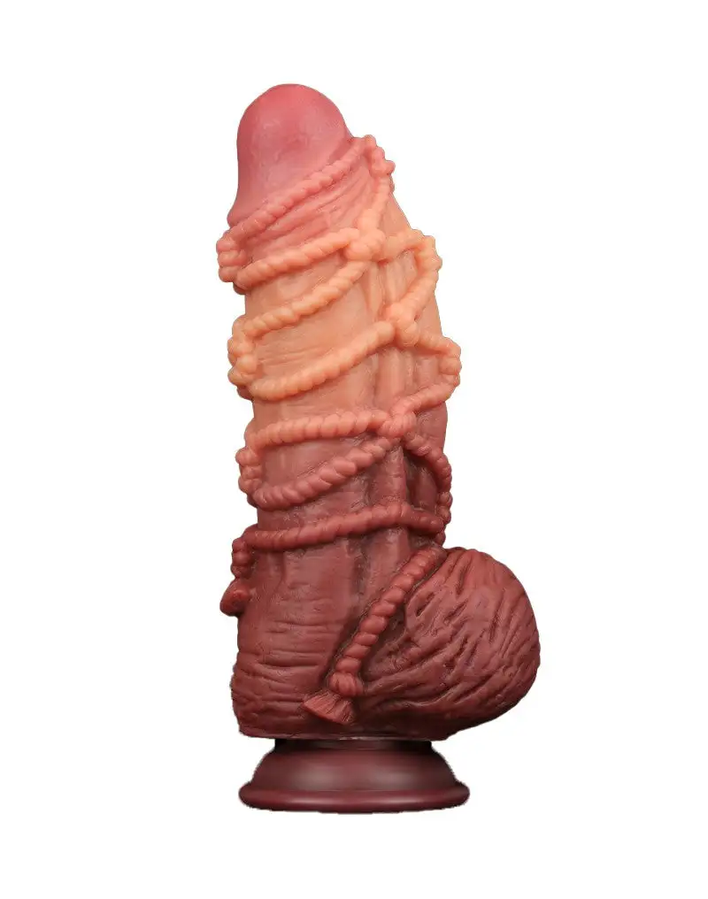 LoveToy - XXL Extreme Dildo Met Touw Motief - Lengte 24 Cm - Bruin/Nude 1 LoveToy - XXL Extreme Dildo Met Touw Motief - Lengte 24 Cm - Bruin/Nude