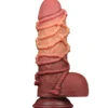 LoveToy - XXL Extreme Dildo Met Touw Motief - Lengte 24,5 Cm - Bruin/Lichte Huidskleur