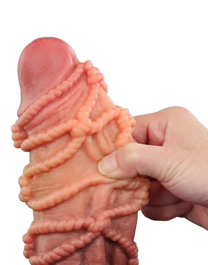 LoveToy - XXL Extreme Dildo Met Touw Motief - Lengte 24,5 Cm - Bruin/Lichte Huidskleur 13 LoveToy - XXL Extreme Dildo Met Touw Motief - Lengte 24,5 Cm - Bruin/Lichte Huidskleur - Afbeelding 13