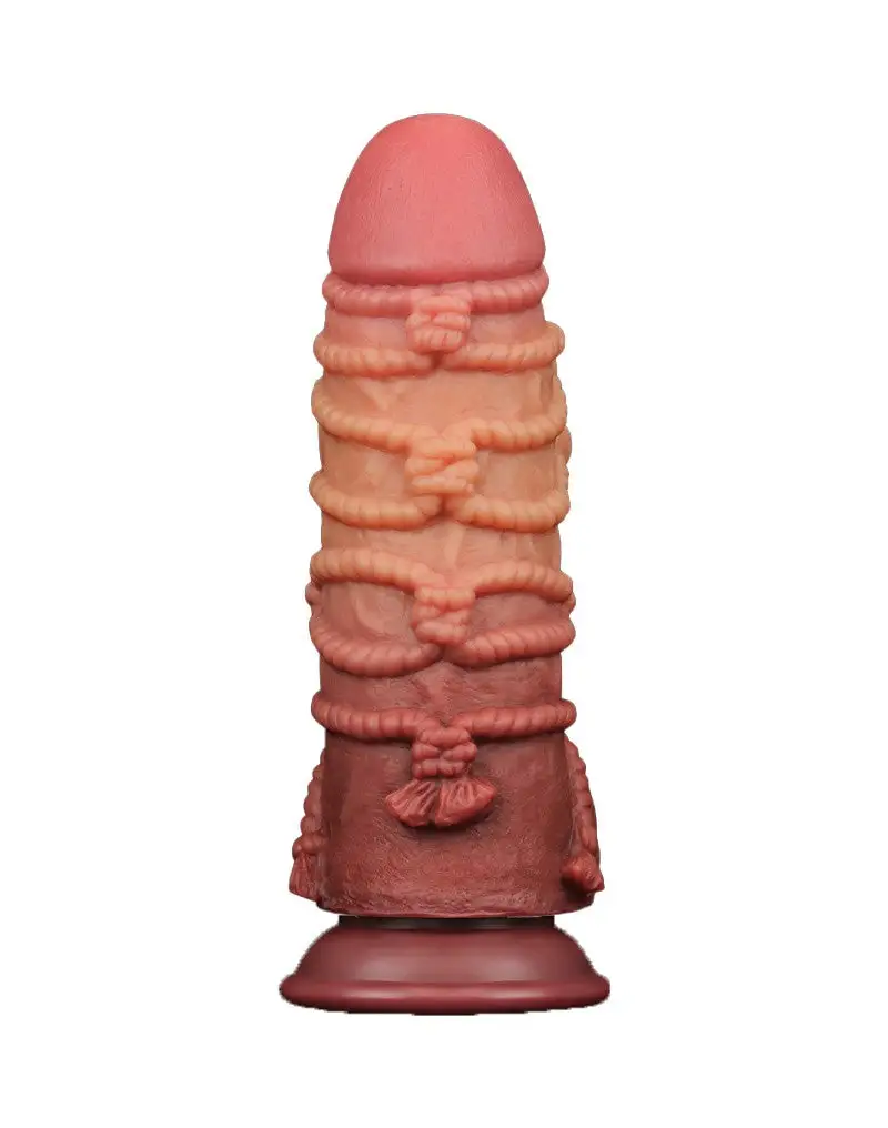 LoveToy - XXL Extreme Dildo Met Touw Motief - Lengte 24,5 Cm - Bruin/Lichte Huidskleur 4 LoveToy - XXL Extreme Dildo Met Touw Motief - Lengte 24,5 Cm - Bruin/Lichte Huidskleur - Afbeelding 4