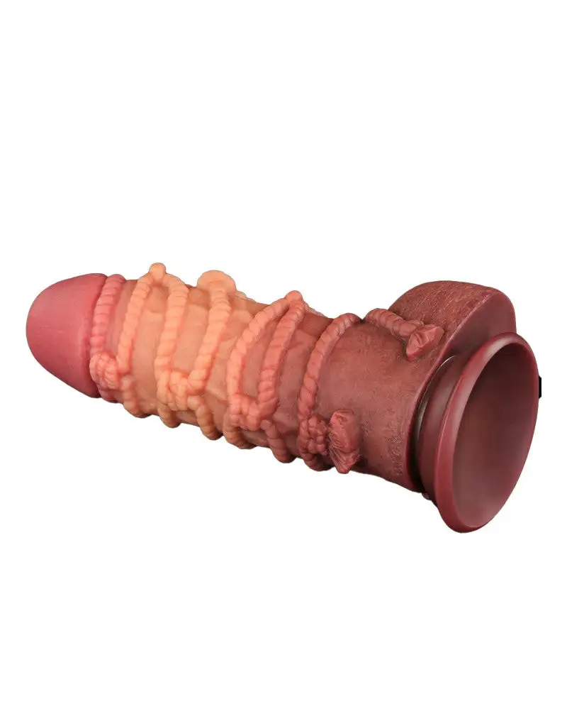 LoveToy - XXL Extreme Dildo Met Touw Motief - Lengte 24,5 Cm - Bruin/Lichte Huidskleur 6 LoveToy - XXL Extreme Dildo Met Touw Motief - Lengte 24,5 Cm - Bruin/Lichte Huidskleur - Afbeelding 6
