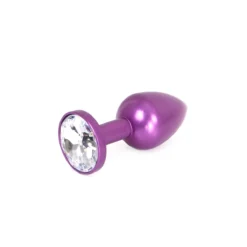Kiotos Steel Paarse Aluminium Buttplug Met Wit Sierkristal