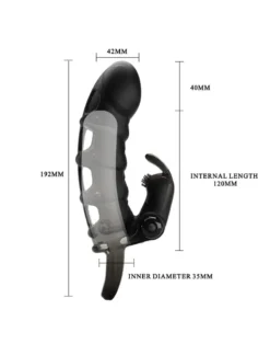 Pretty Love - Penis Sleeve Met Rabbit Clitoris Stimulator Cuper - Zwart -Cock & Ball Toys winkel Pretty Love Penis Sleeve met Rabbit Clitoris Stimulator CUPER zwart 5