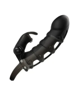 Pretty Love - Penis Sleeve Met Rabbit Clitoris Stimulator Cuper - Zwart -Cock & Ball Toys winkel Pretty Love Penis Sleeve met Rabbit Clitoris Stimulator CUPER zwart 7