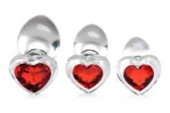 Booty Sparks Red Heart Gem Anaalplug Set Van Glas -Cock & Ball Toys winkel Red Heart Gem Anaalplug Set Van Glas 3