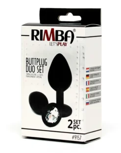 Rimba Latex Play Rimba Bondage Play - Buttplug Duo Set Siliconen Met Kristal -Cock & Ball Toys winkel Rimba Bondage Play Buttplug Duo Set Siliconen Met Kristal 4