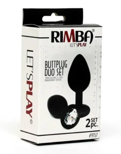 Rimba Latex Play Rimba Bondage Play - Buttplug Duo Set Siliconen Met Kristal -Cock & Ball Toys winkel Rimba Bondage Play Buttplug Duo Set Siliconen Met Kristal 5