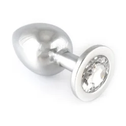 Rimba Bondage Play - Buttplug Groot Met Transparant Kristal - RVS