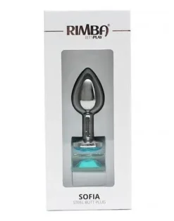 RIMBA TOYS Rimba Metalen Buttplug Met Kristal Sofia - Blauw -Cock & Ball Toys winkel Rimba Metalen Buttplug met kristal Sofia blauw 4