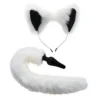 Tailz White Fox Buttplug & Haarband Set - Wit